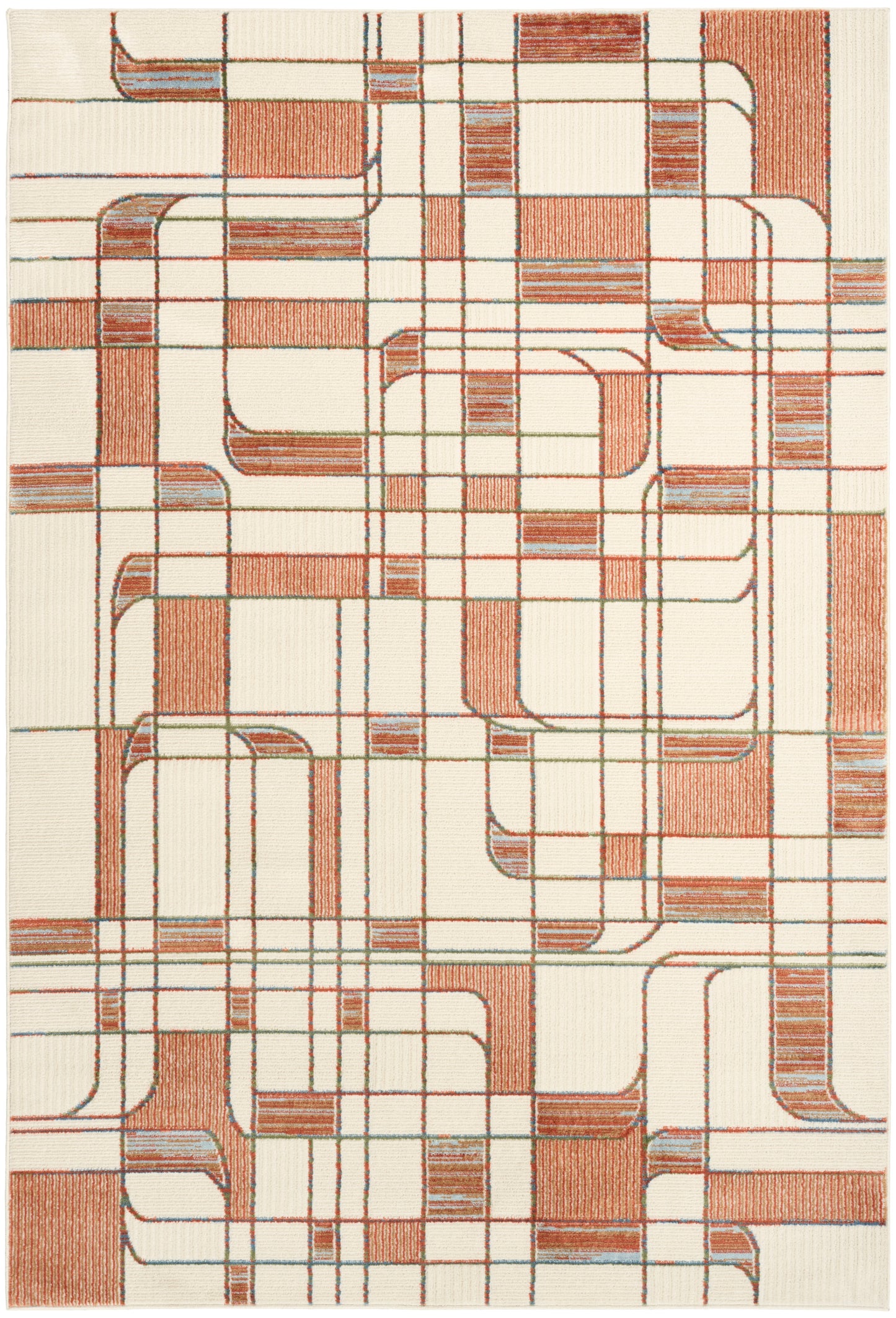 Nourison Home Nordic NRC17 Ivory Rust Contemporary Power-loomed Rug