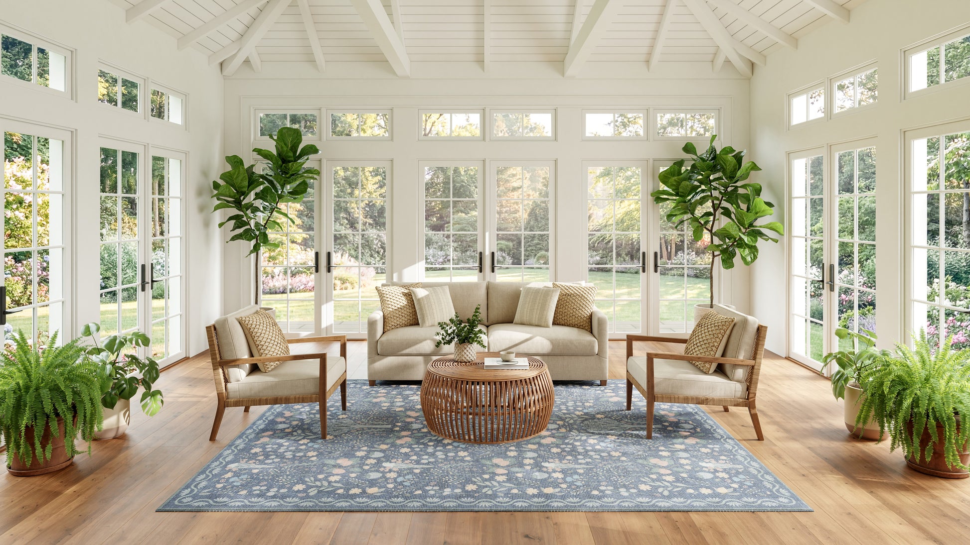 Nourison Home Botanical Washables  Blue Multicolor  Contemporary
