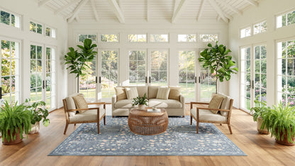 Nourison Home Botanical Washables  Blue Multicolor  Contemporary