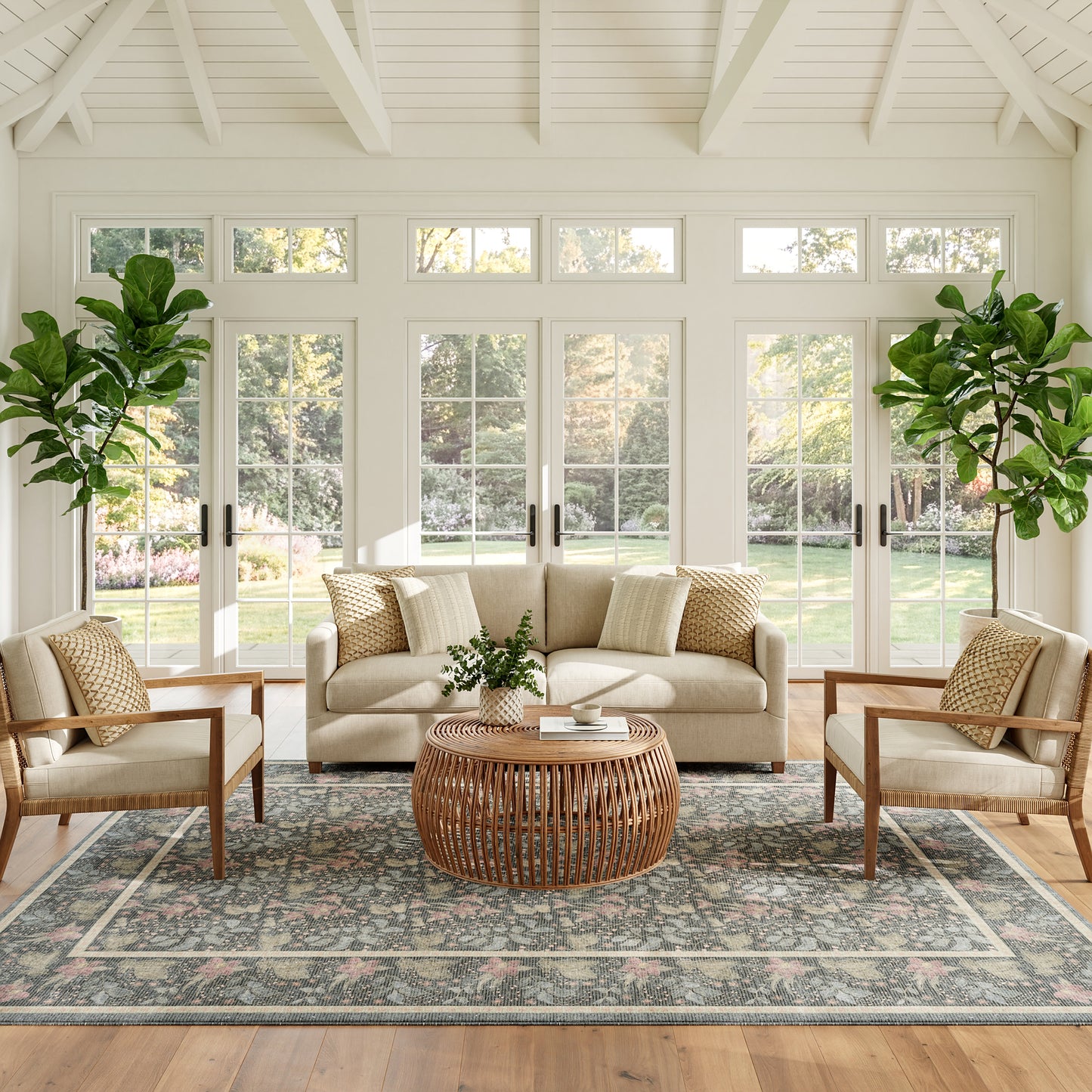 Nourison Home Botanical Washables  Charcoal Multicolor  Contemporary