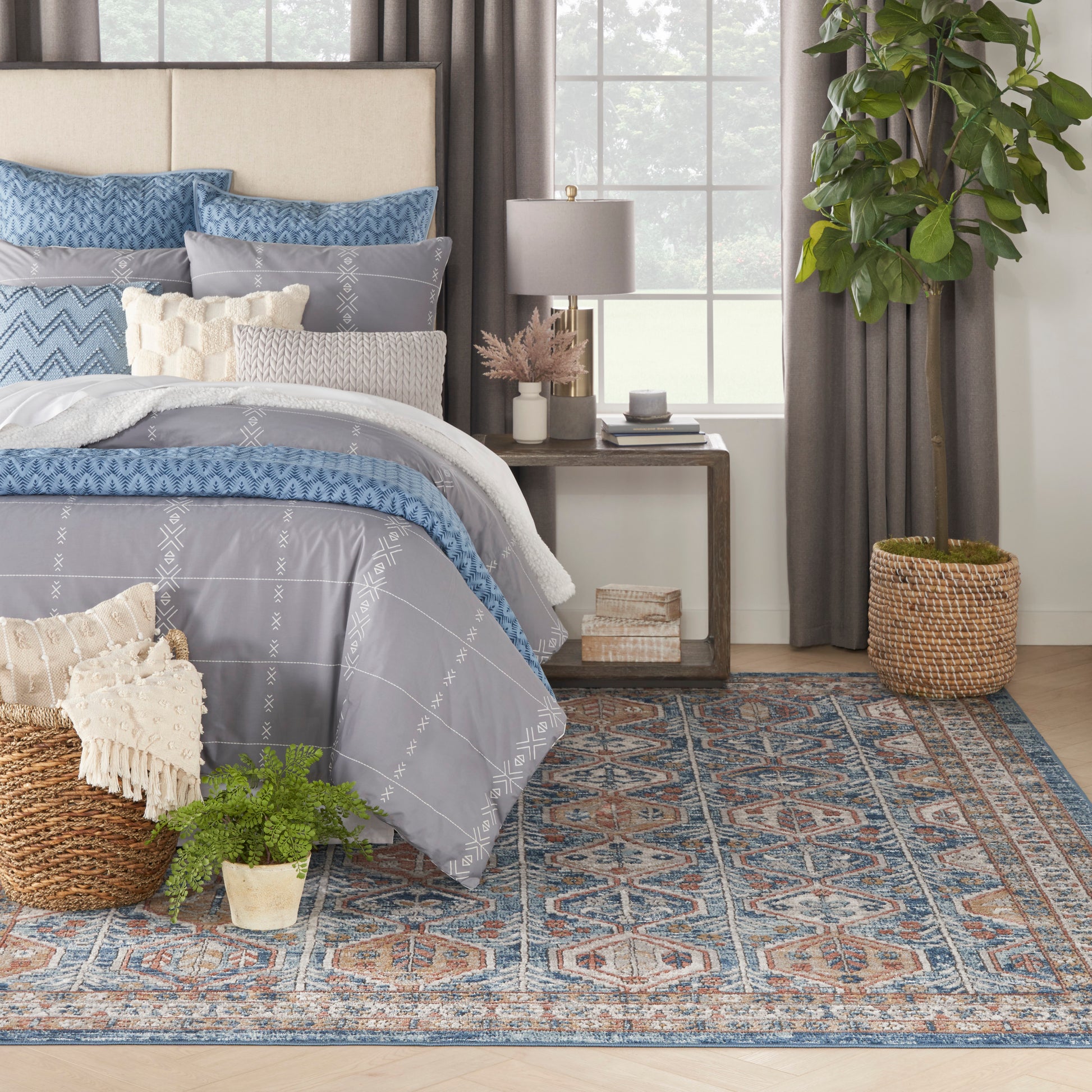 Nourison Home Quarry  Blue Multicolor  Contemporary