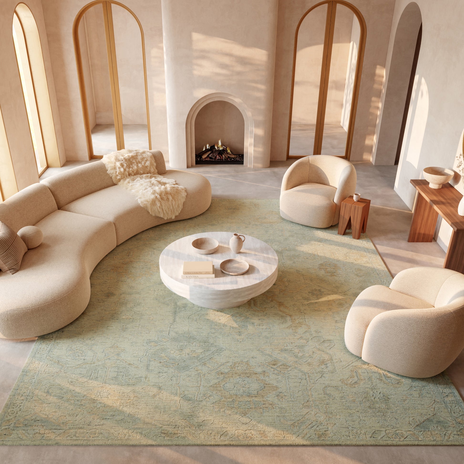 Nourison Home Ravello  Aqua Taupe  Traditional