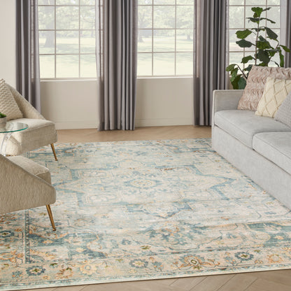 Nourison Home Astra Machine Washable  Light Blue  Traditional