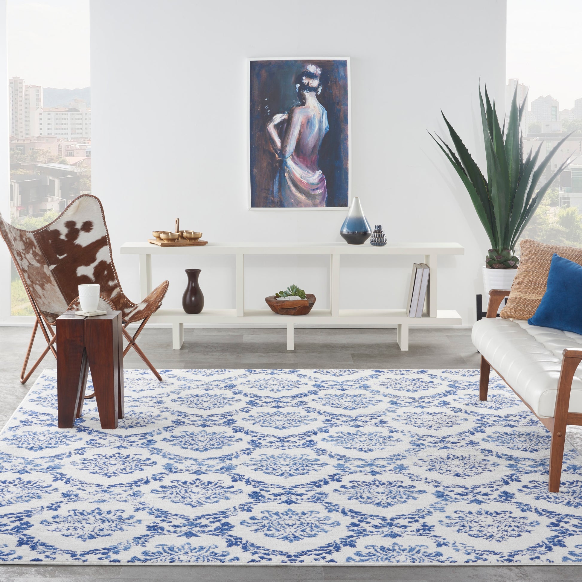 Nourison Home Whimsicle  Ivory Navy  Contemporary