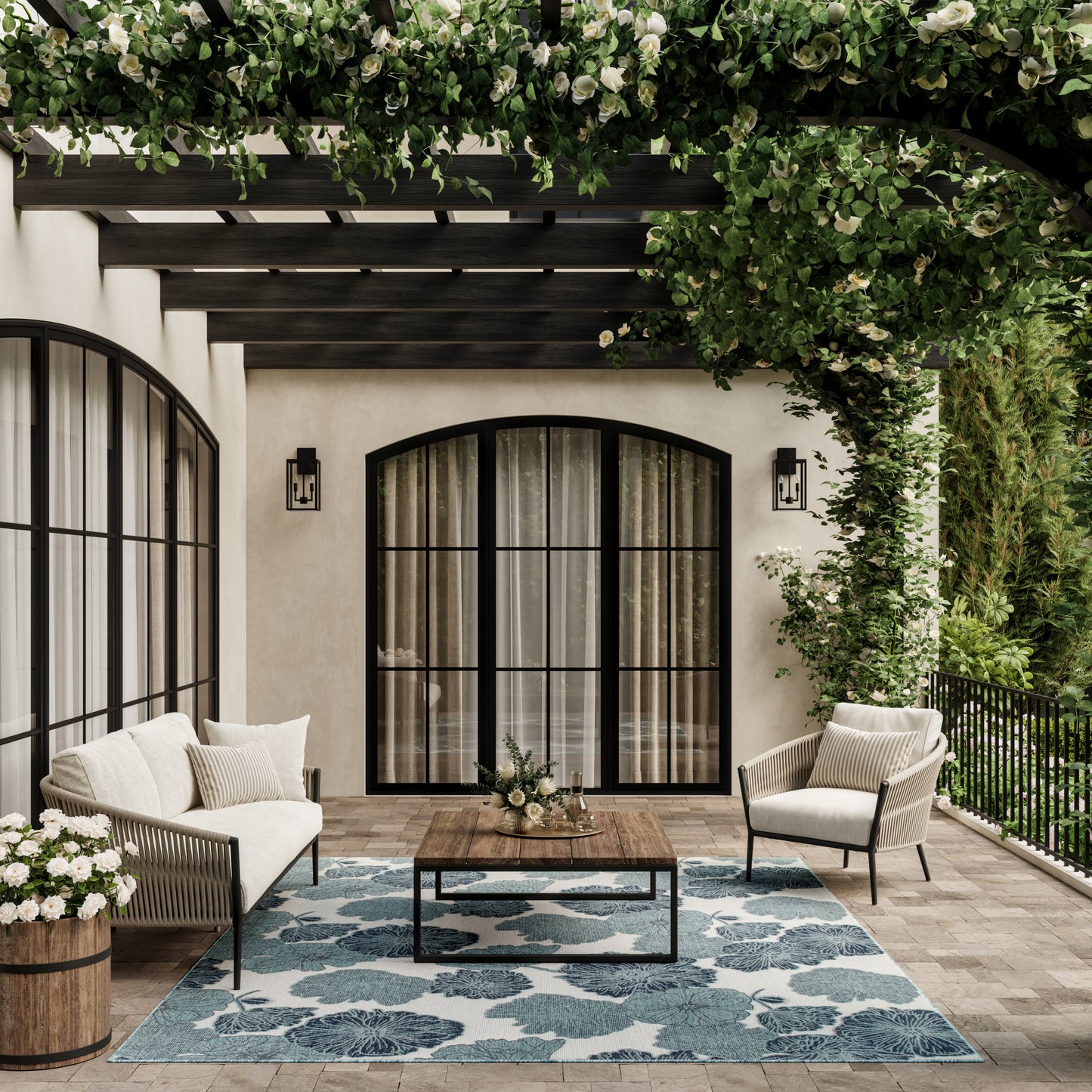 Nourison Home Garden Oasis  Blue  Contemporary