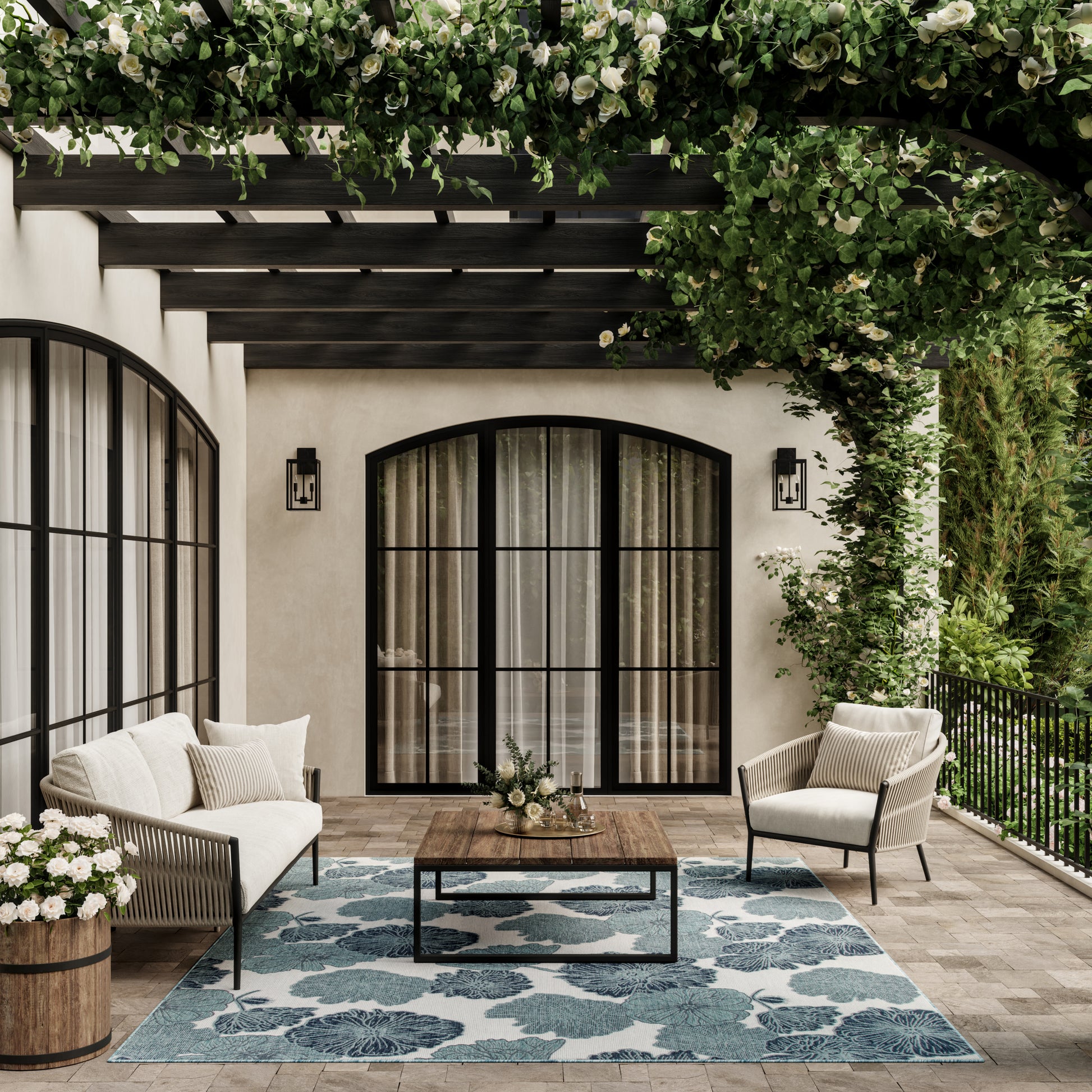 Nourison Home Garden Oasis  Blue  Contemporary