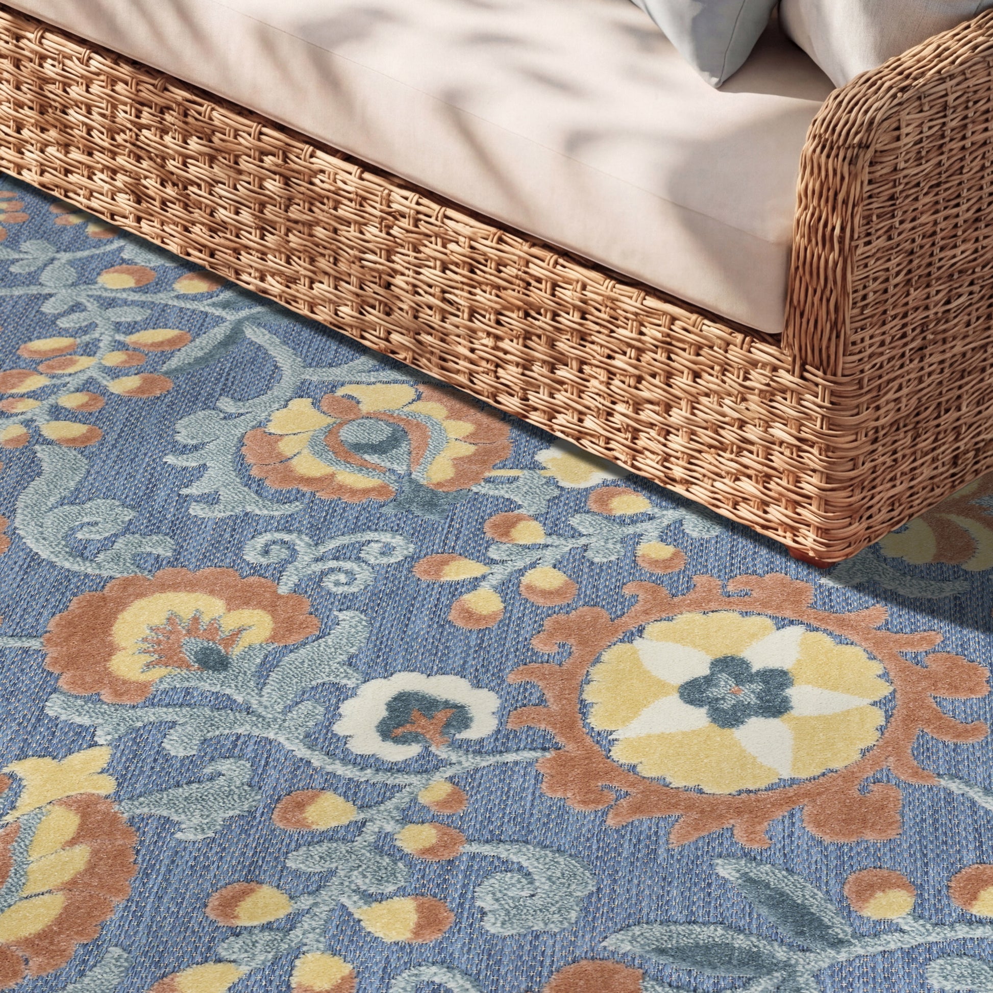 Nourison Home Aloha  Blue Rose  Contemporary