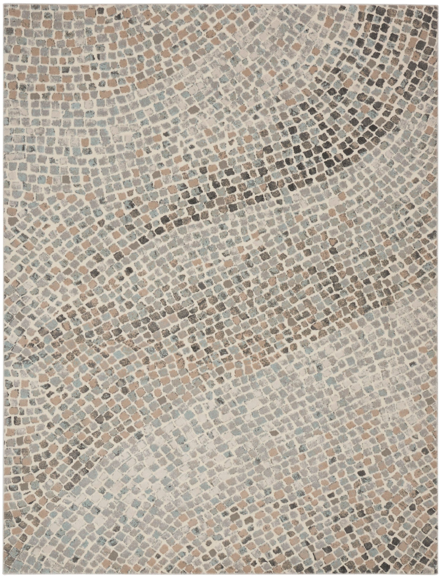 Nourison Home Marmara MRA02 Ivory Teal Grey Contemporary Power-loomed Rug