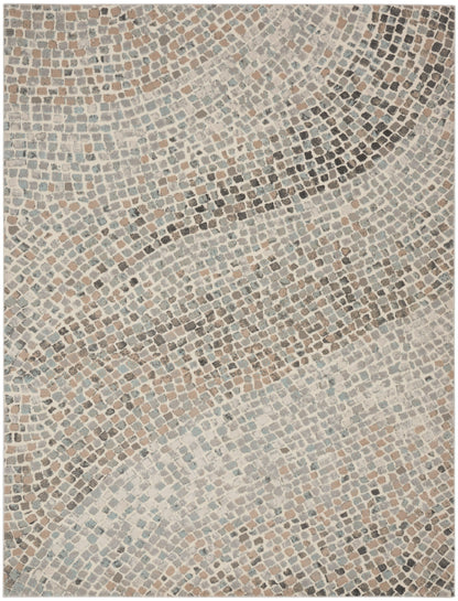 Nourison Home Marmara MRA02 Ivory Teal Grey Contemporary Power-loomed Rug