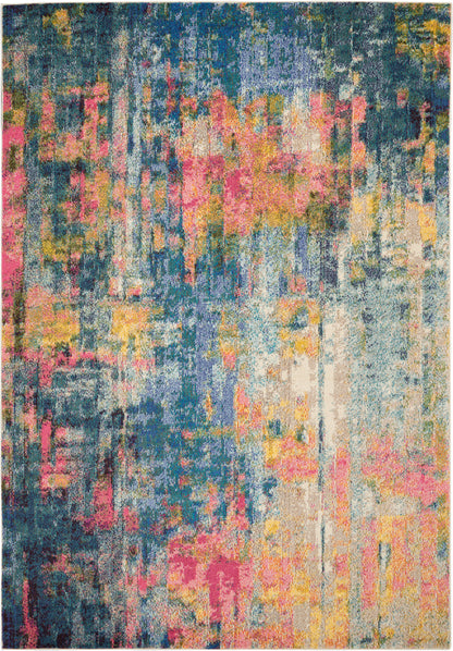 Nourison Home Celestial CES09 Blue Yellow Contemporary Power-loomed Rugs