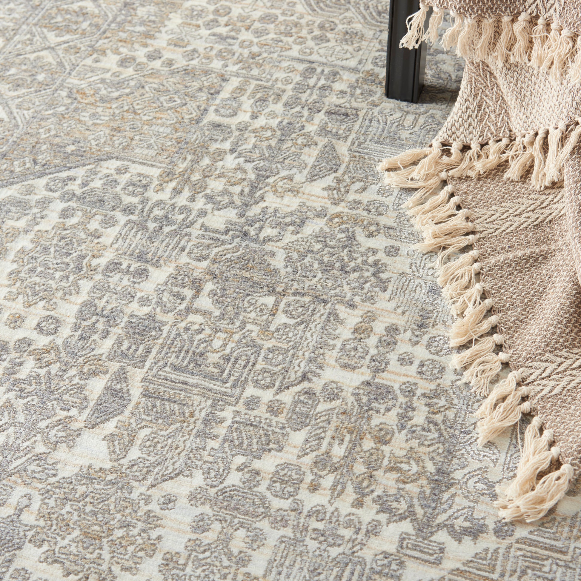 Nourison Home Lustrous Weave  Ivory Beige  