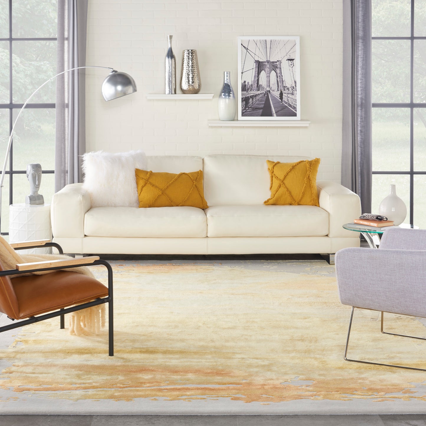 Nourison Home Prismatic  Grey Gold  Contemporary