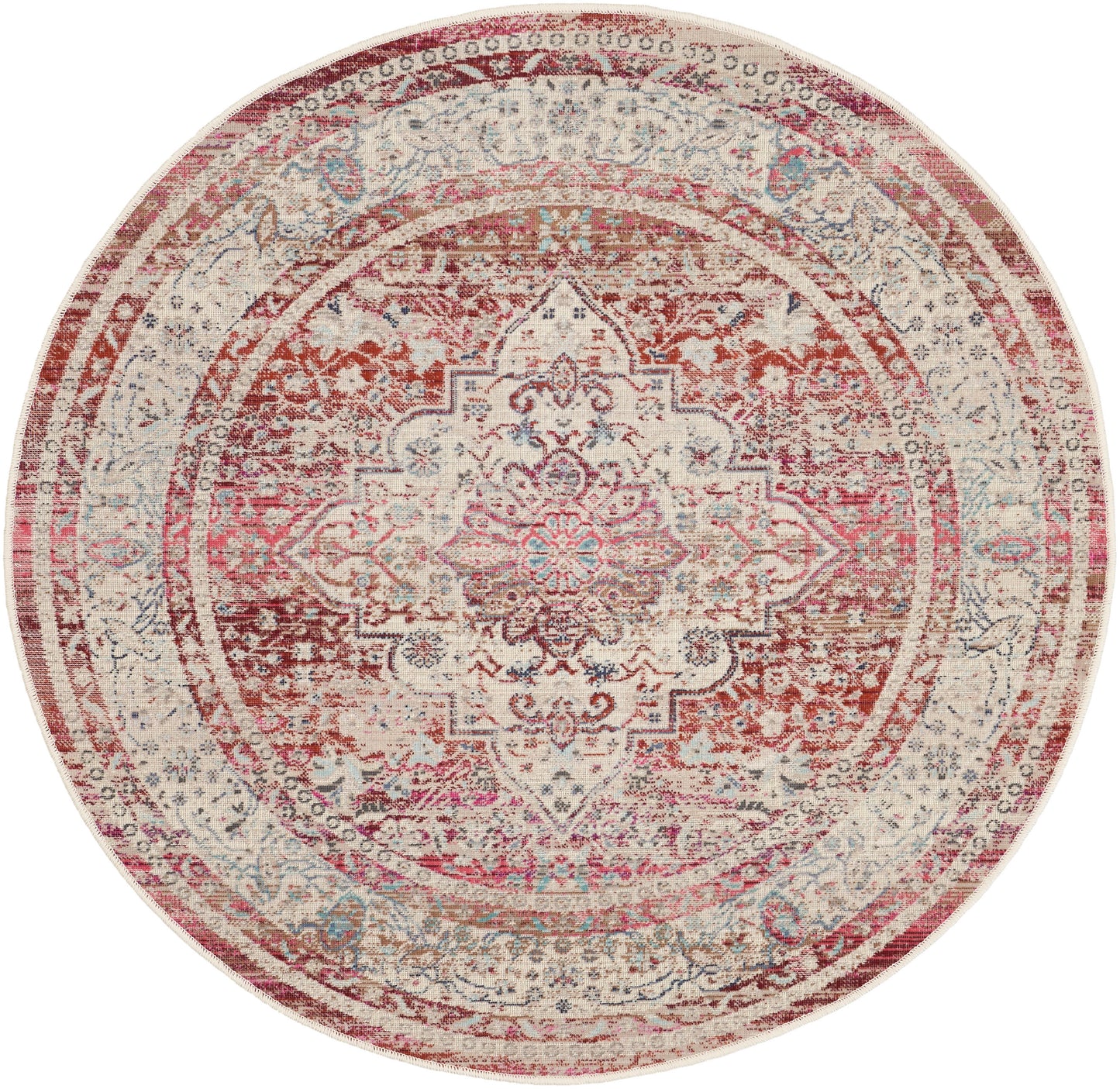 Nourison Home Vintage Kashan VKA07 Red Ivory Traditional Power-loomed Rug