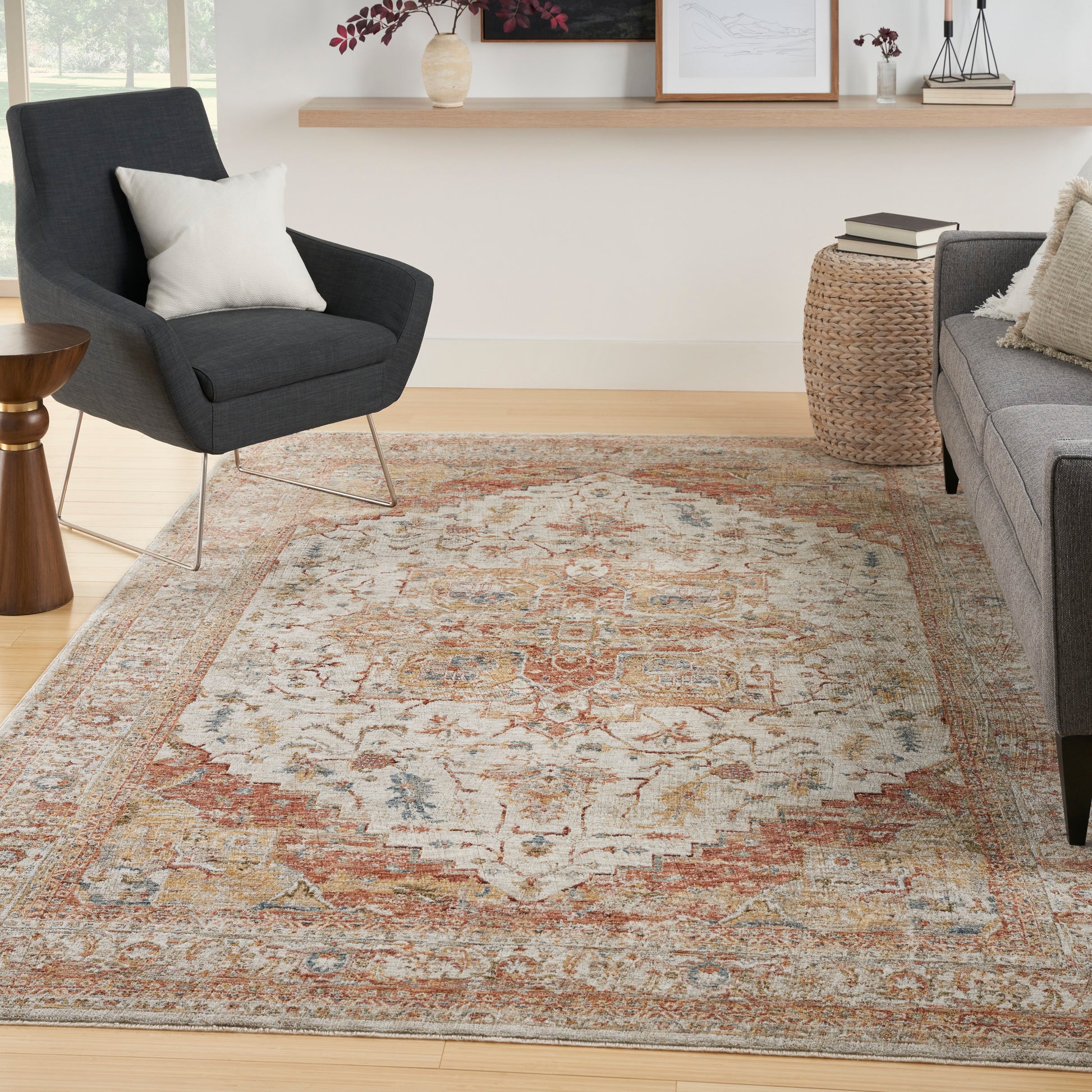 Nourison Home Sahar  Ivory Rust  Traditional