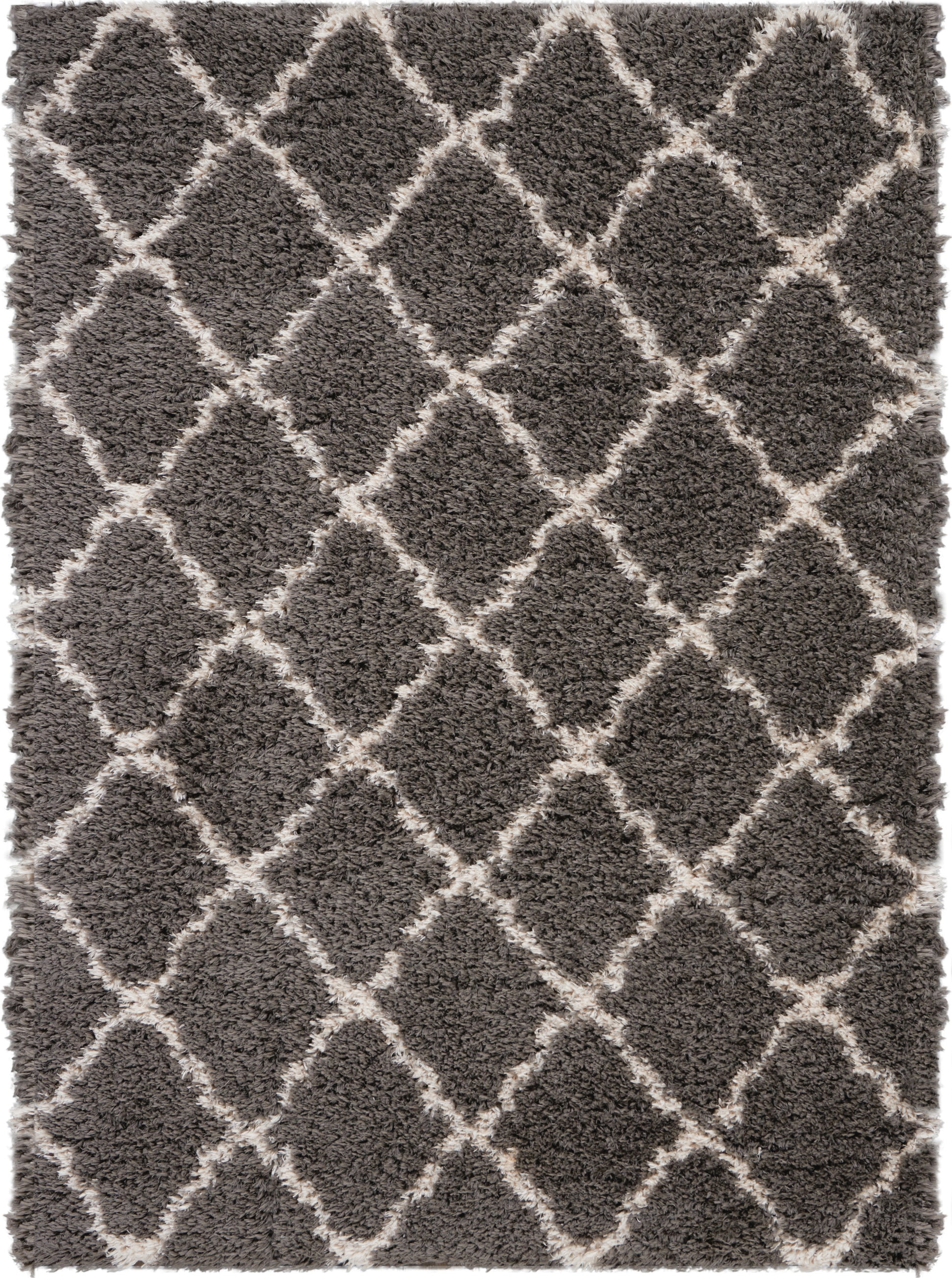 Nourison Home Luxe Shag  Charcoal Beige  Contemporary