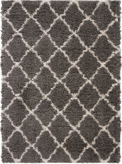 Nourison Home Luxe Shag  Charcoal Beige  Contemporary