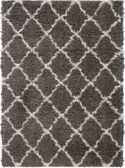 Nourison Home Luxe Shag  Charcoal Beige  Contemporary