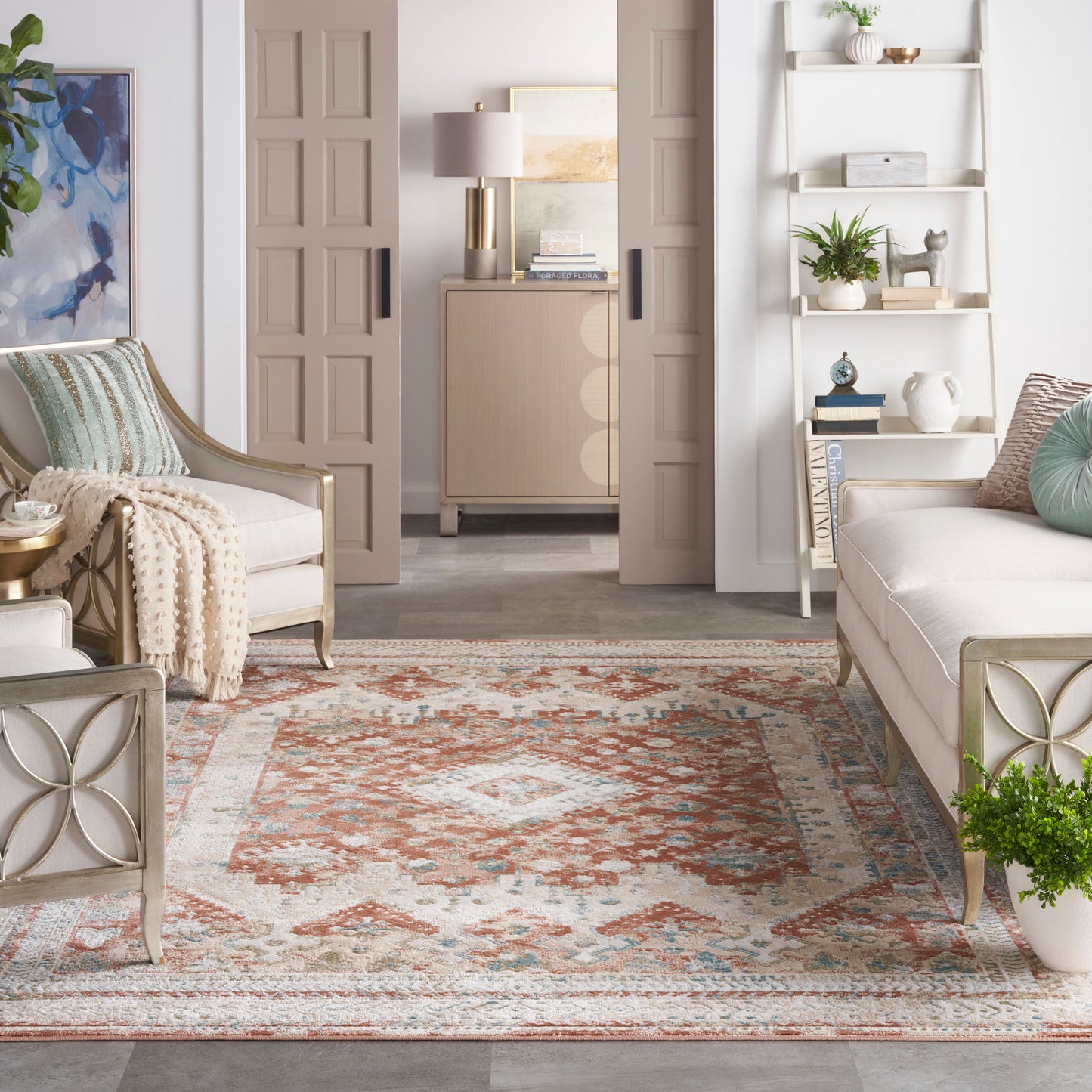 Nourison Home Thalia  Rust Multicolor  Transitional