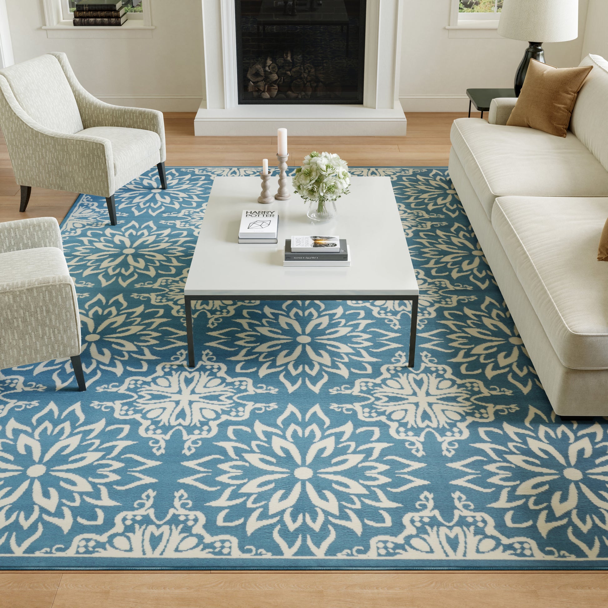 Nourison Home Jubilant  Ivory Blue  Transitional