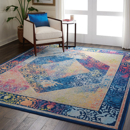 Nourison Home Ankara Global  Blue Multicolor  Transitional
