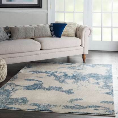 Nourison Home Etchings  Ivory Light Blue  Contemporary
