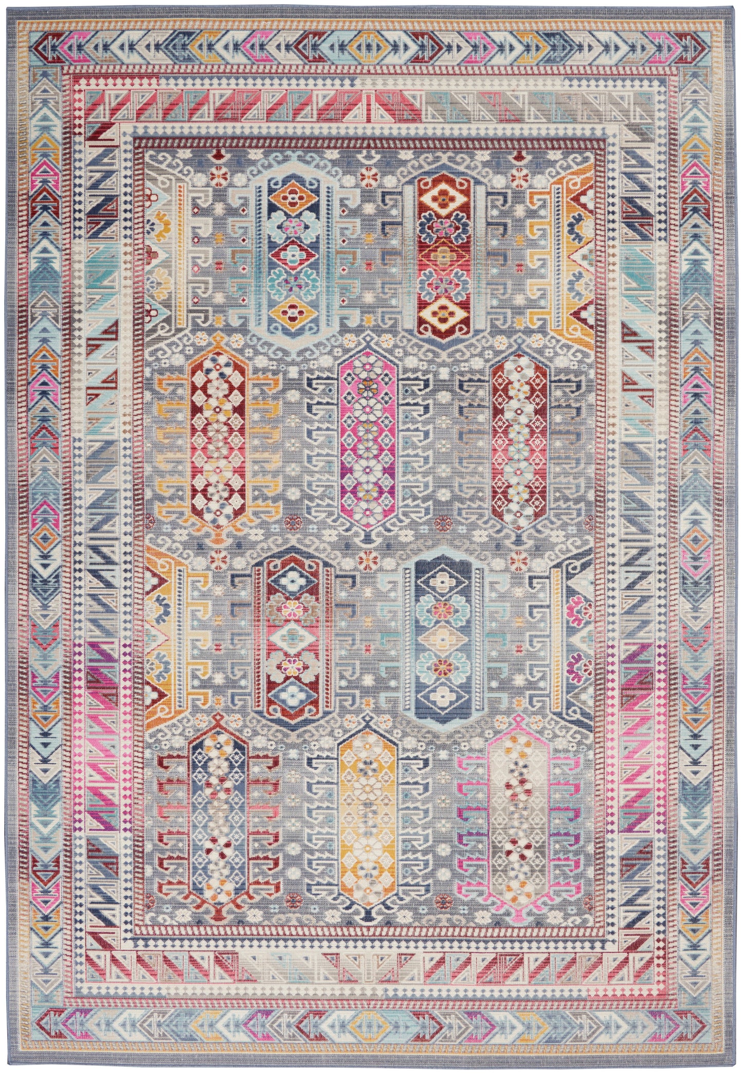 Nourison Home Vintage Kashan VKA06 Grey Multi Traditional Power-loomed Rug