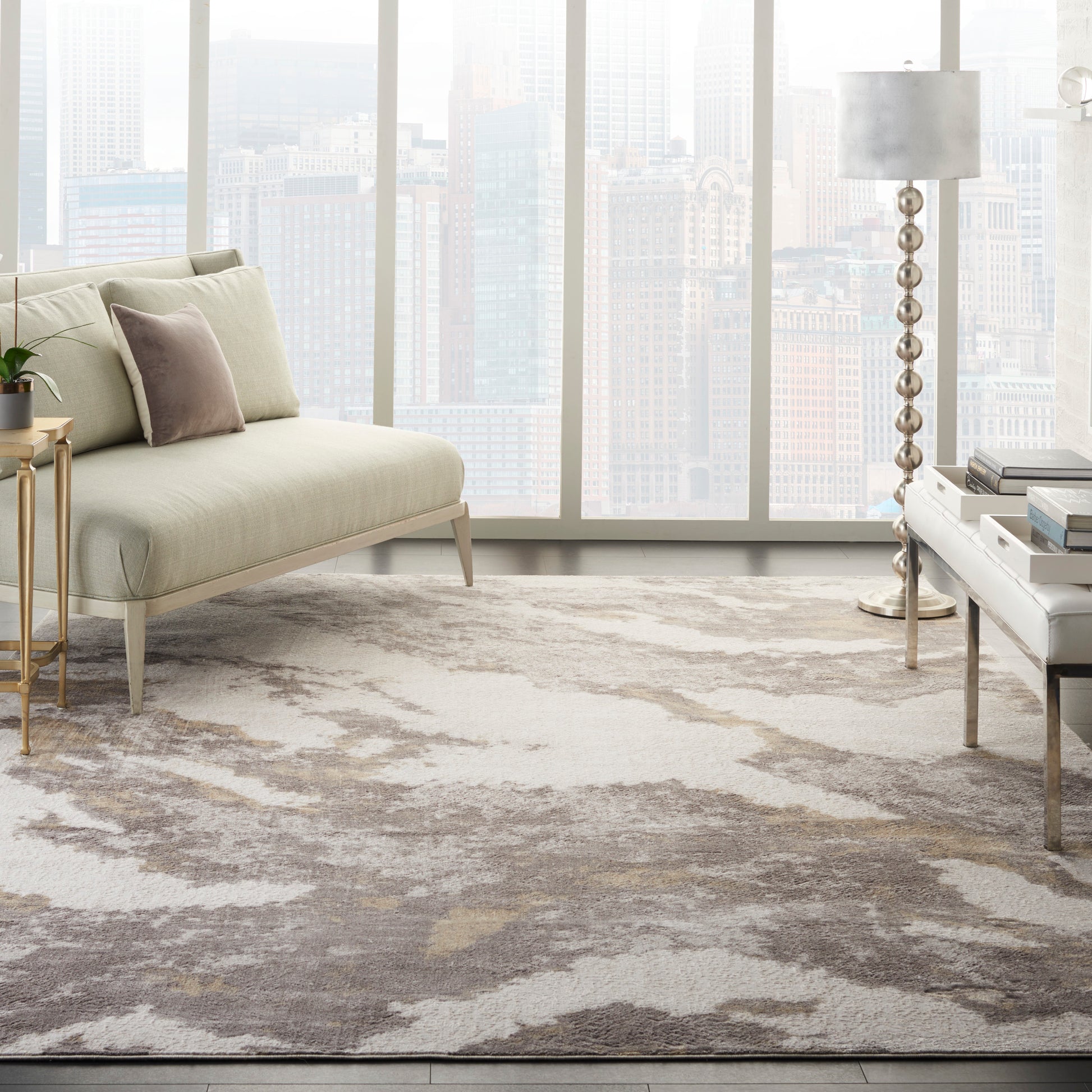 Nourison Home Silky Textures  Brown Ivory  Contemporary