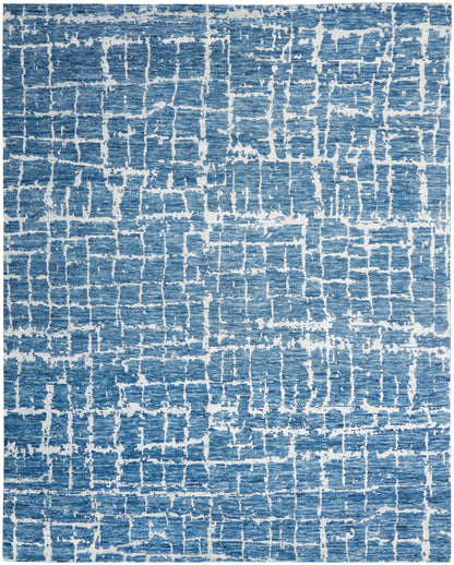 Nourison Home Luna LUN02 Blue Silver Contemporary Hand Knotted Rug