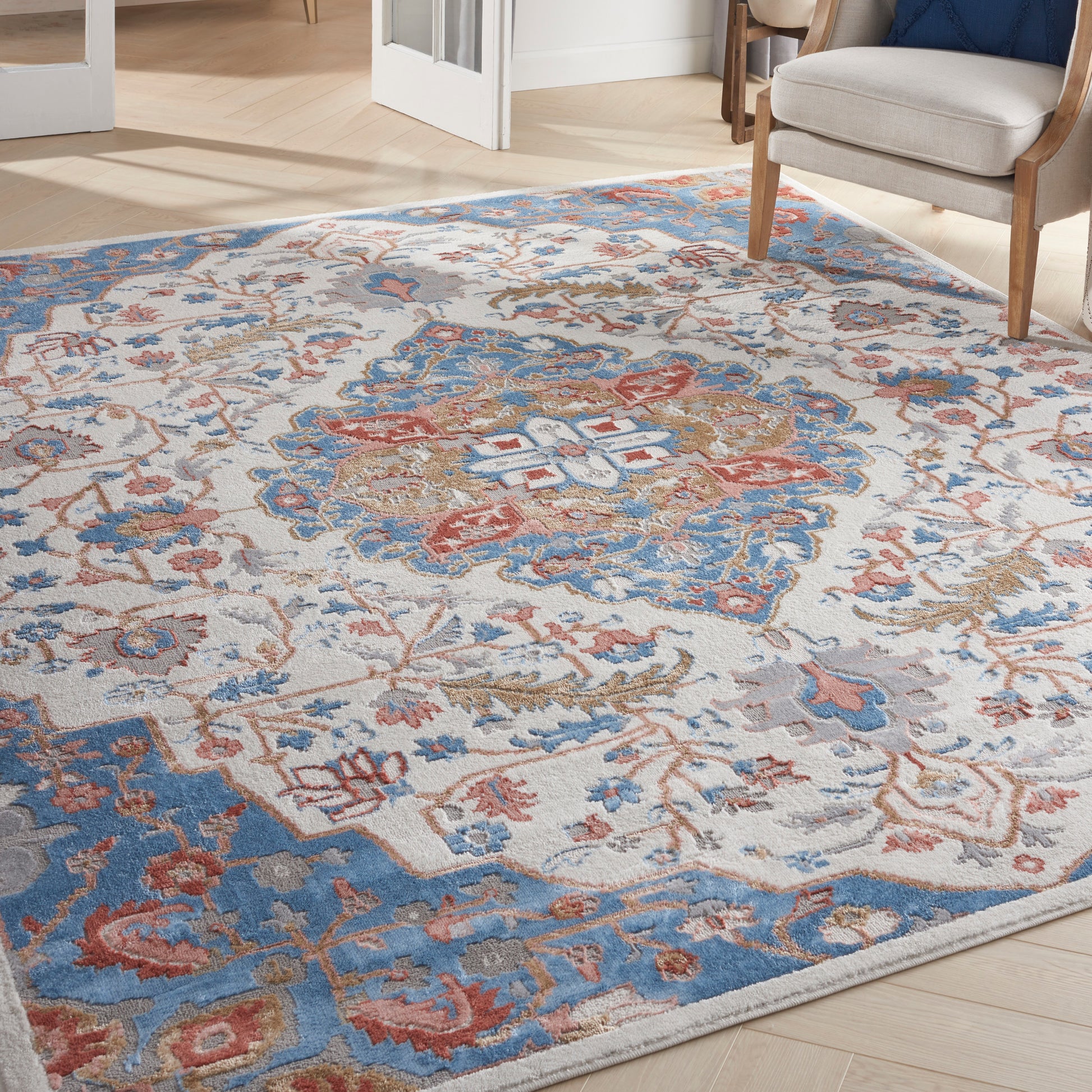 Nourison Home Elation  Ivory Blue  Traditional