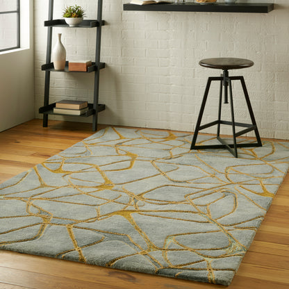 Nourison Home Symmetry  Grey Yellow  Contemporary