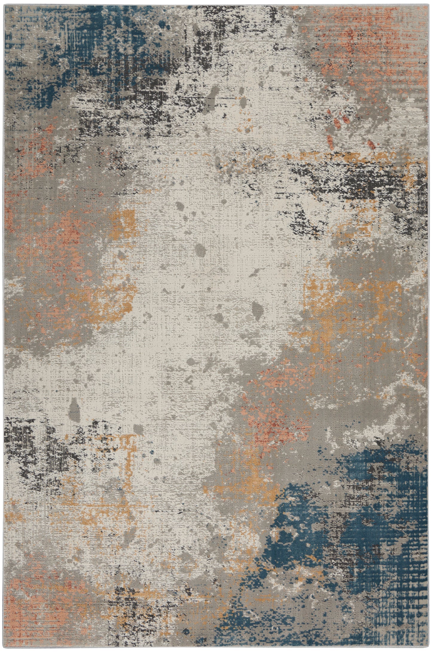 Nourison Home Rustic Textures RUS13 Grey Blue Contemporary Power-loomed Rugs