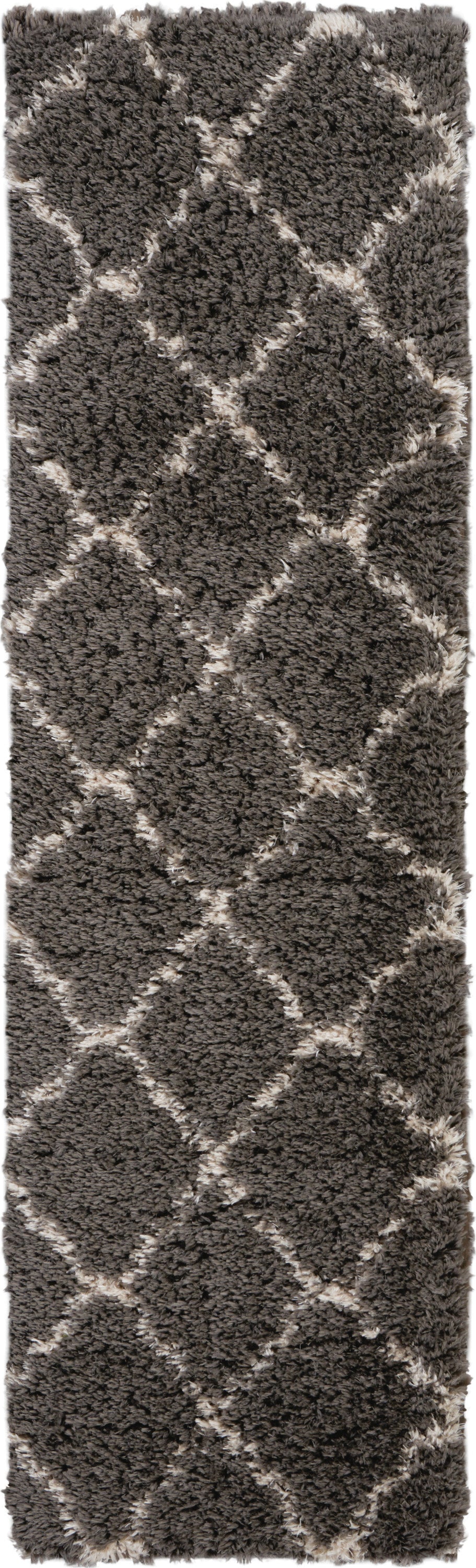 Nourison Home Luxe Shag LXS02 Charcoal Beige Contemporary Power-loomed Rug