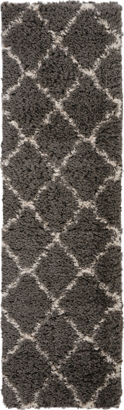 Nourison Home Luxe Shag LXS02 Charcoal Beige Contemporary Power-loomed Rug