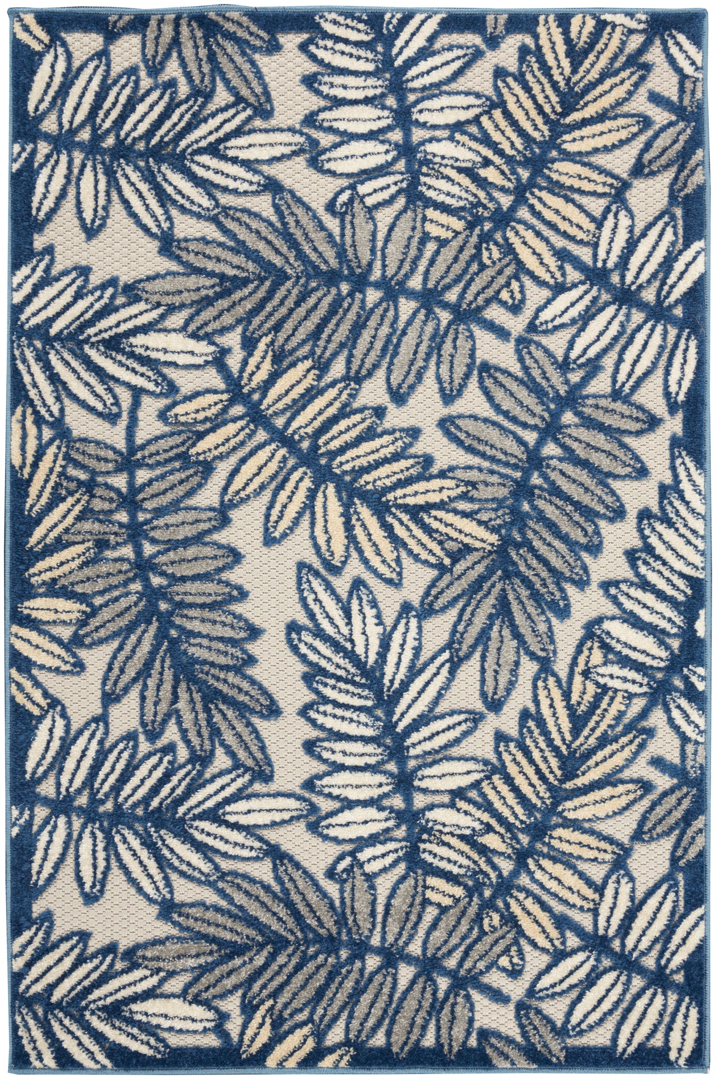 Nourison Home Aloha ALH18 Ivory Navy Contemporary Power-loomed Rugs