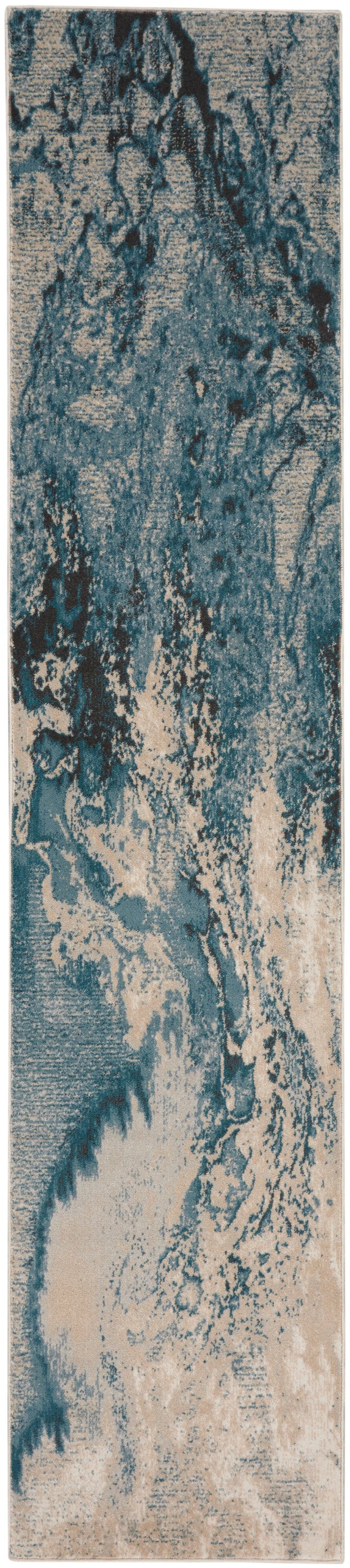 Nourison Home Maxell MAE08 Ivory Teal Contemporary Power-loomed Rugs
