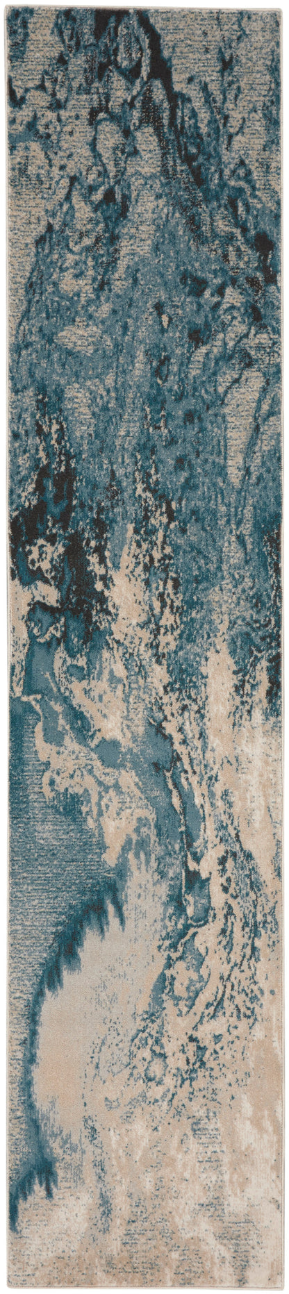 Nourison Home Maxell MAE08 Ivory Teal Contemporary Power-loomed Rugs