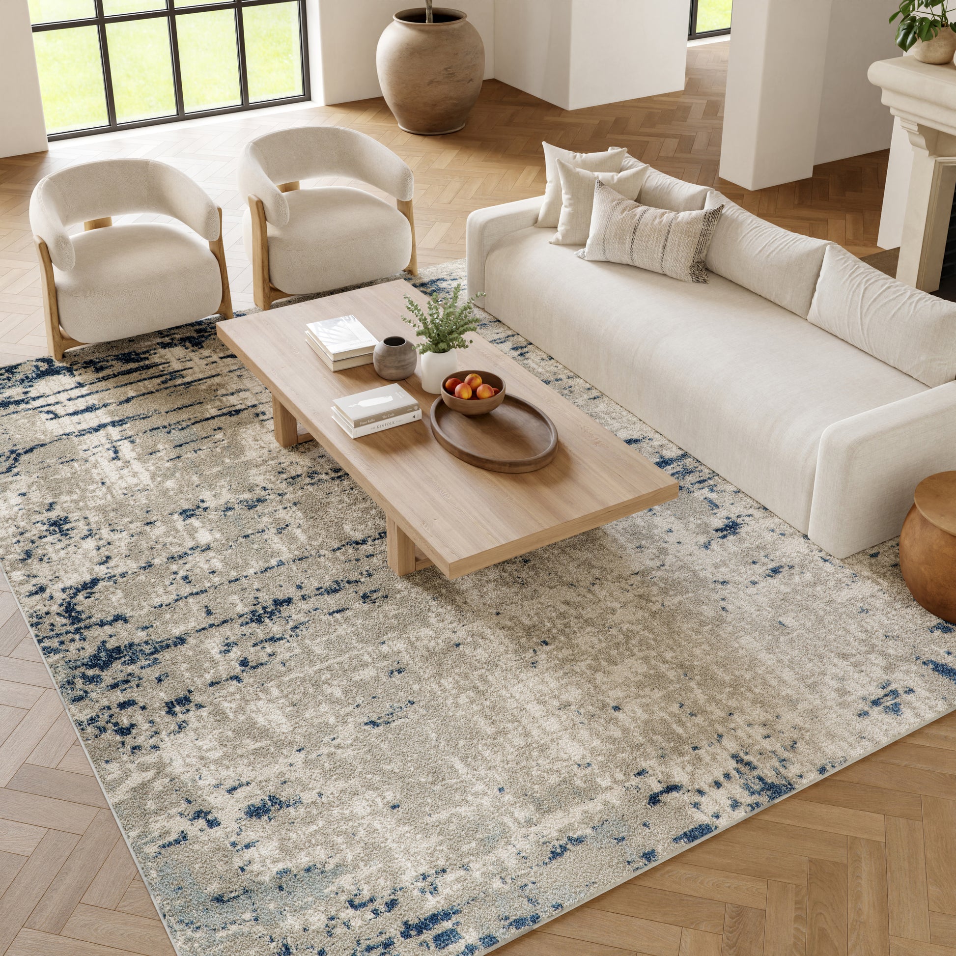 Nourison Home Quarry  Ivory Grey Blue  Contemporary