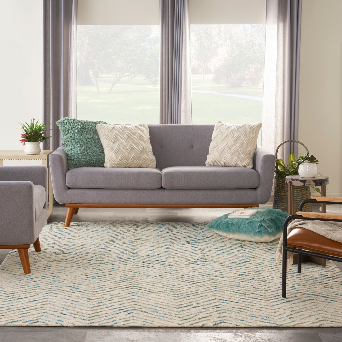 Nourison Home Colorado  Ivory Green  Contemporary