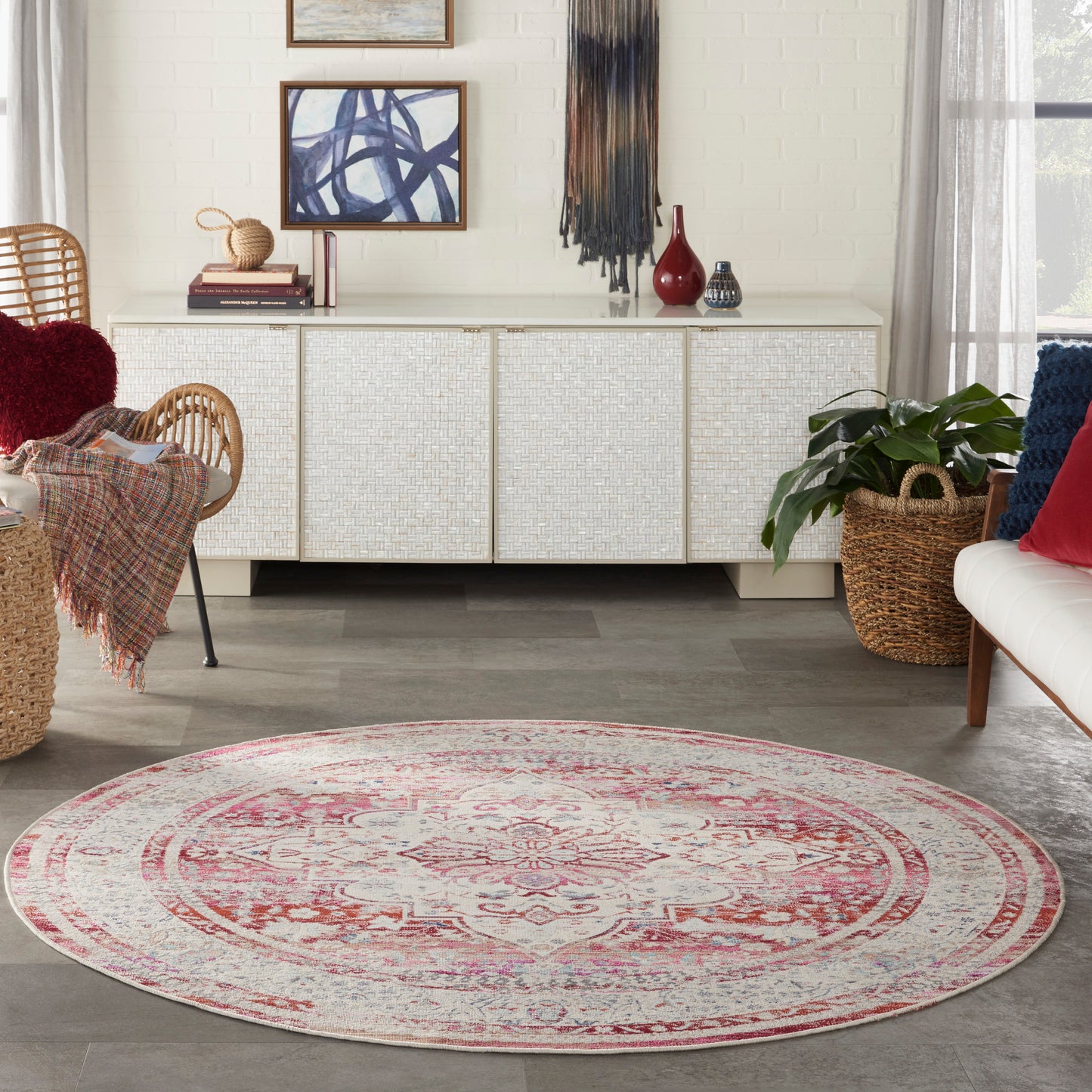 Nourison Home Vintage Kashan  Red Ivory  Traditional