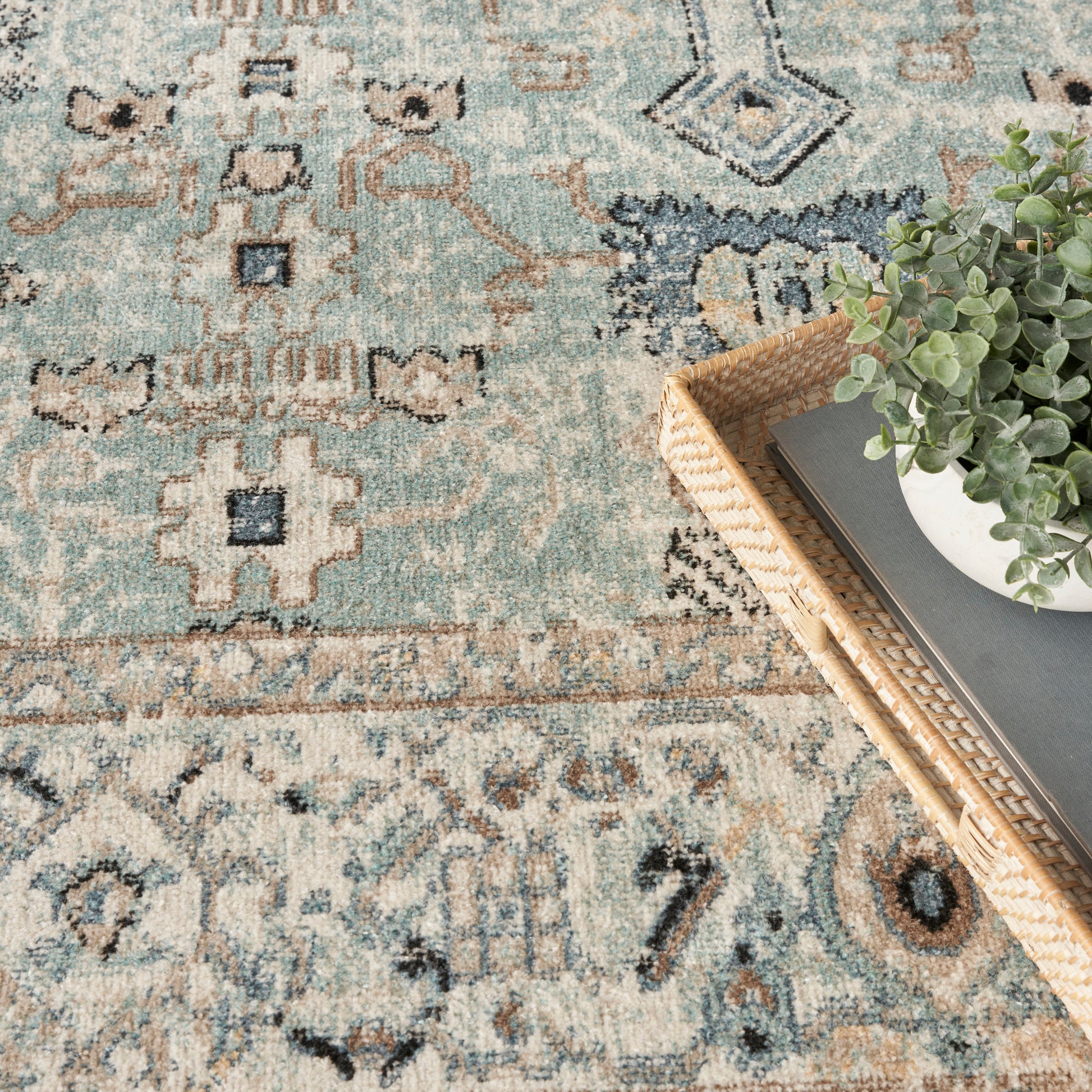 Nourison Home Washable Decor  Blue Taupe  Traditional