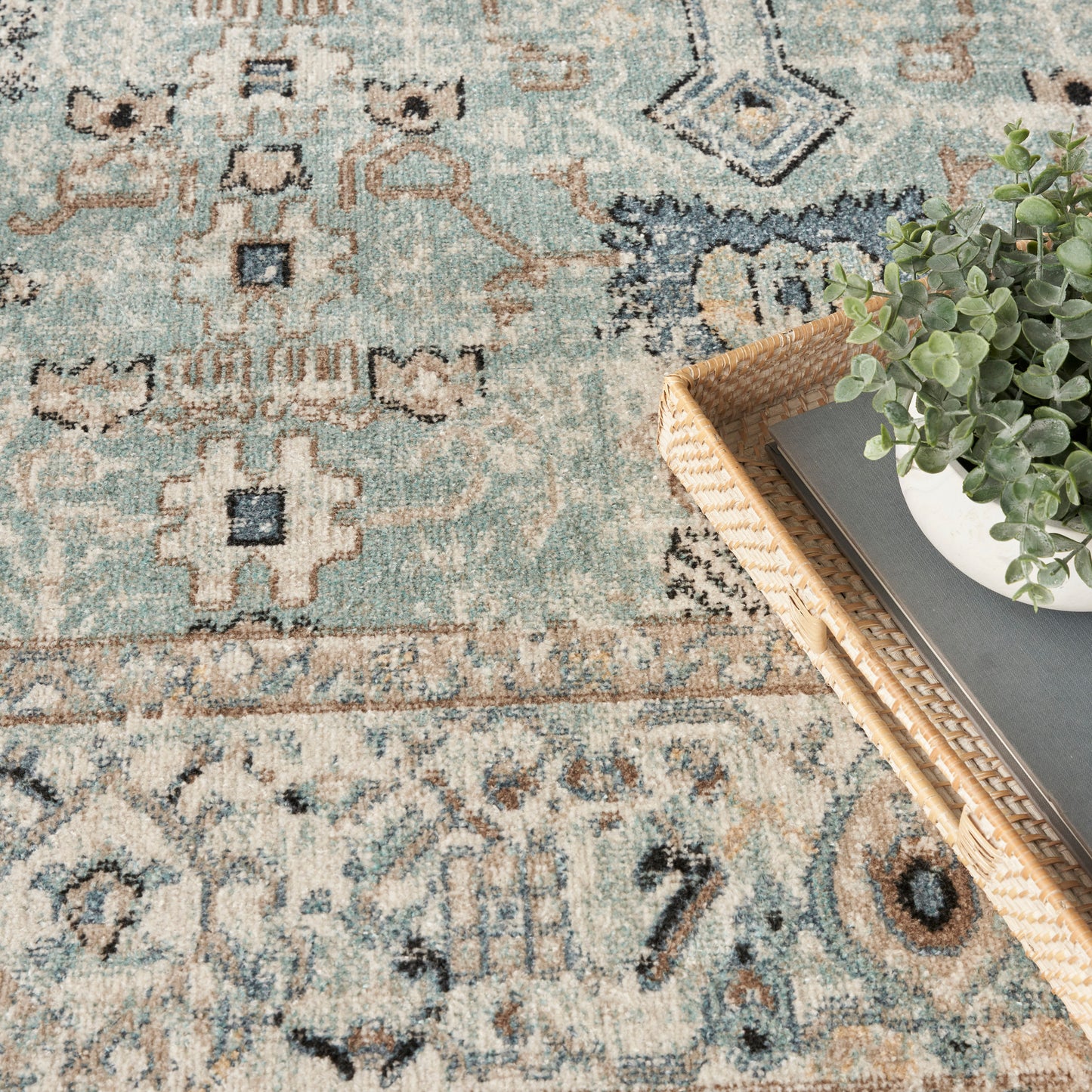 Nourison Home Washable Decor  Blue Taupe  Traditional