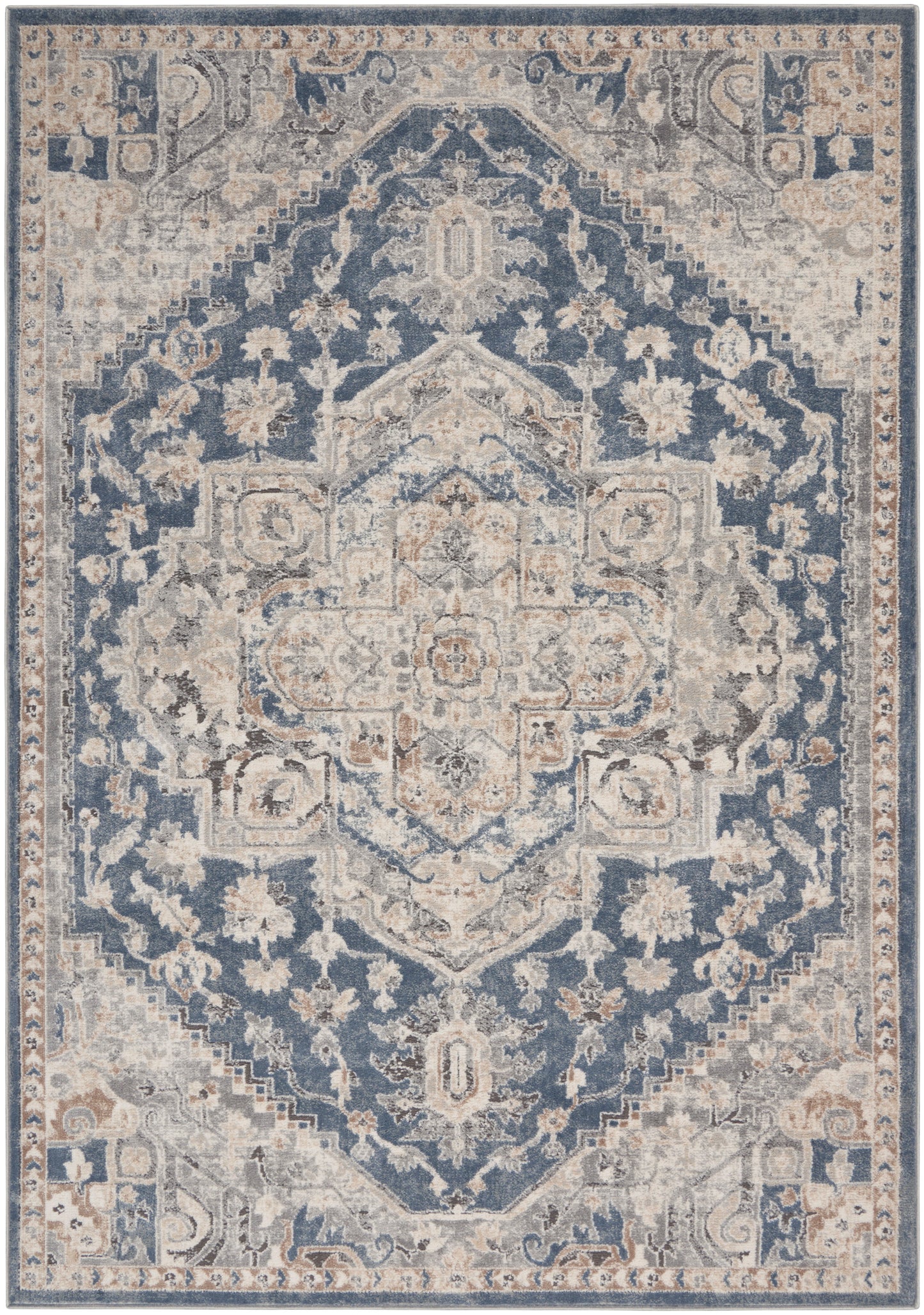 Nourison Home Quarry  Ivory Blue  Traditional
