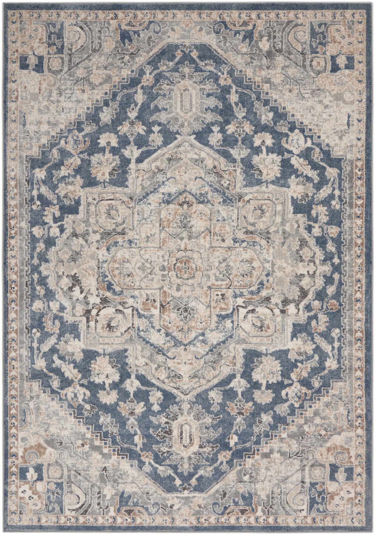 Nourison Home Quarry  Ivory Blue  Traditional