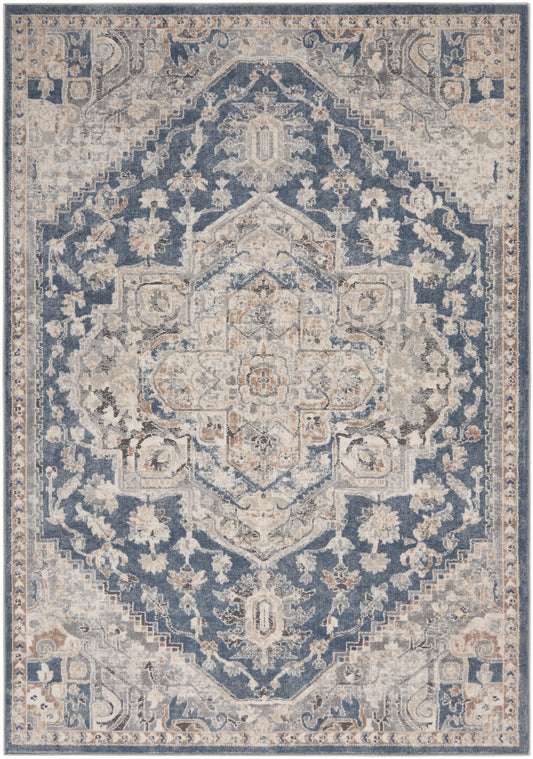 Nourison Home Quarry  Ivory Blue  Traditional