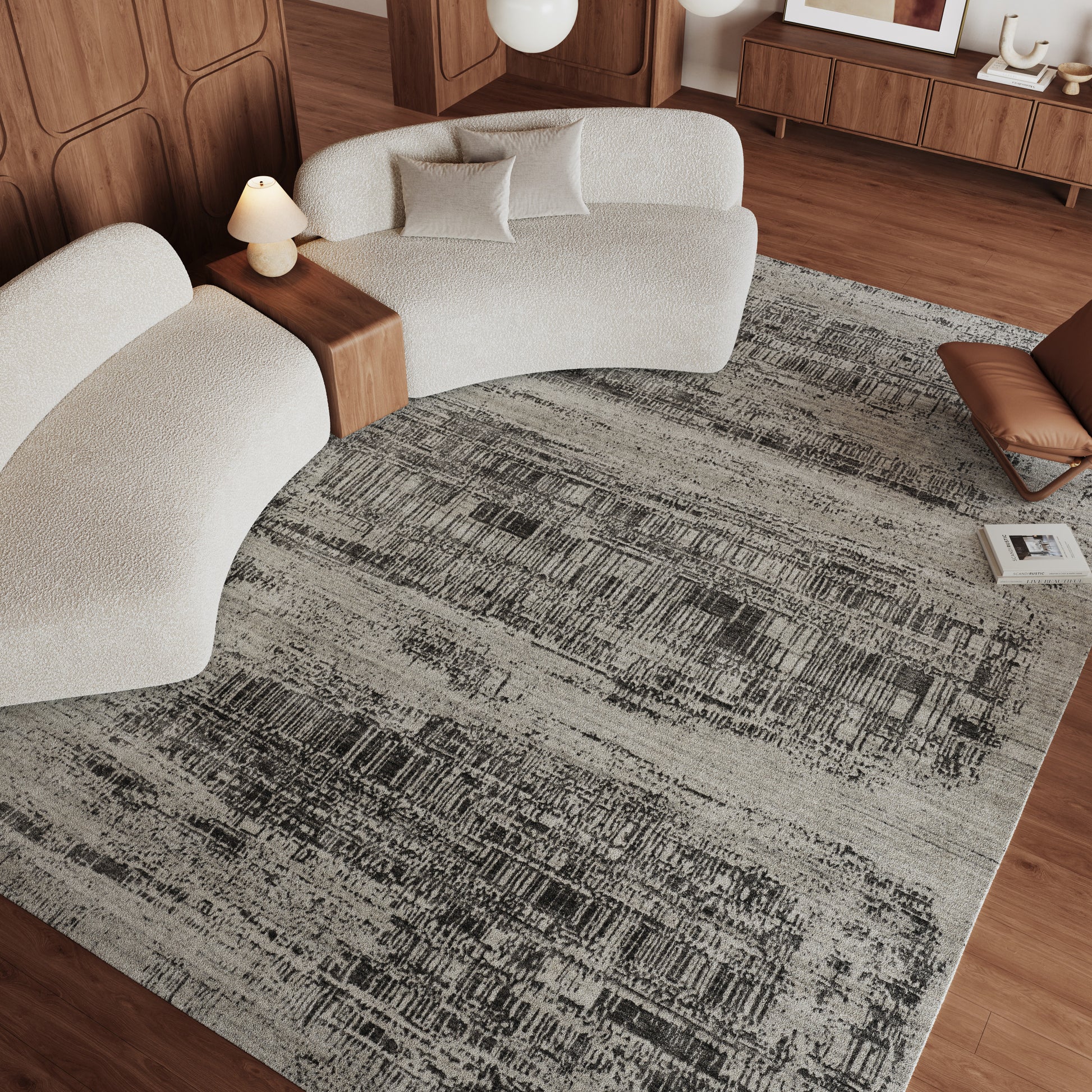 Nourison Home Harmony  Ivory Charcoal  Contemporary