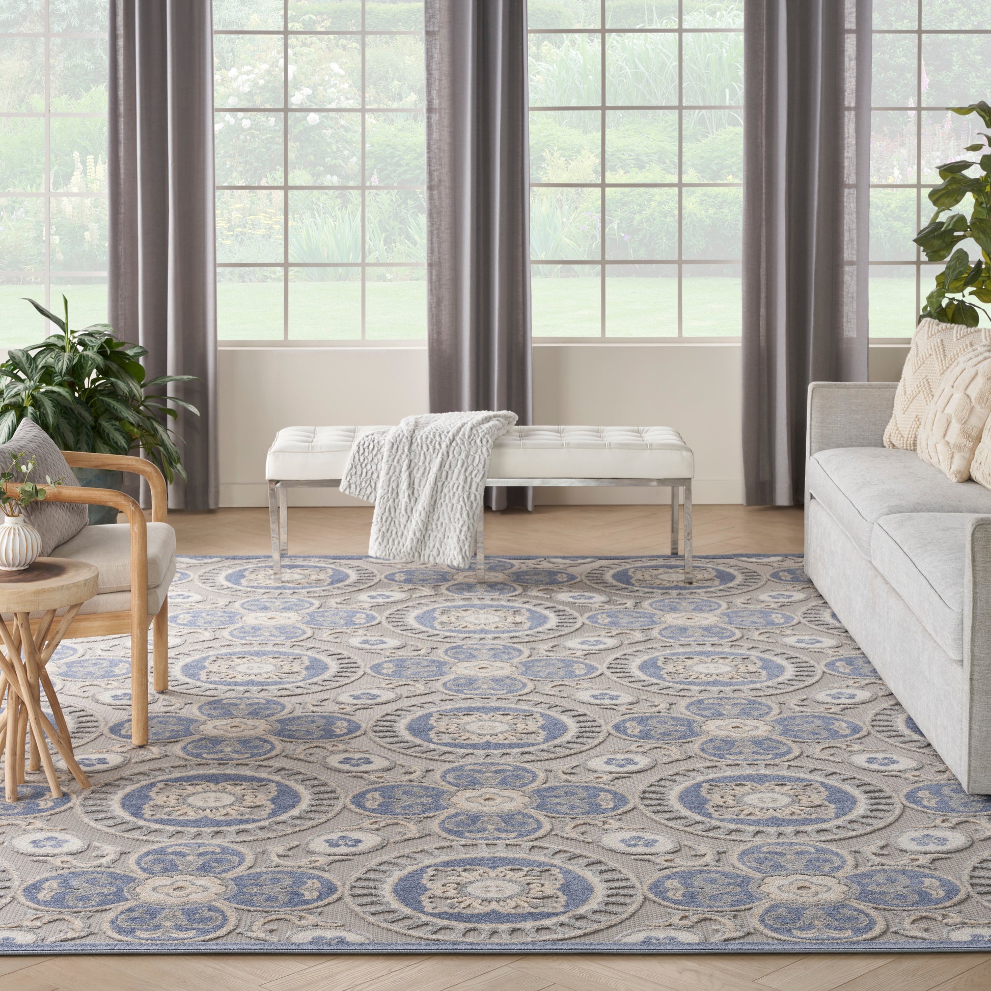 Nourison Home Aloha  Blue Grey  Contemporary