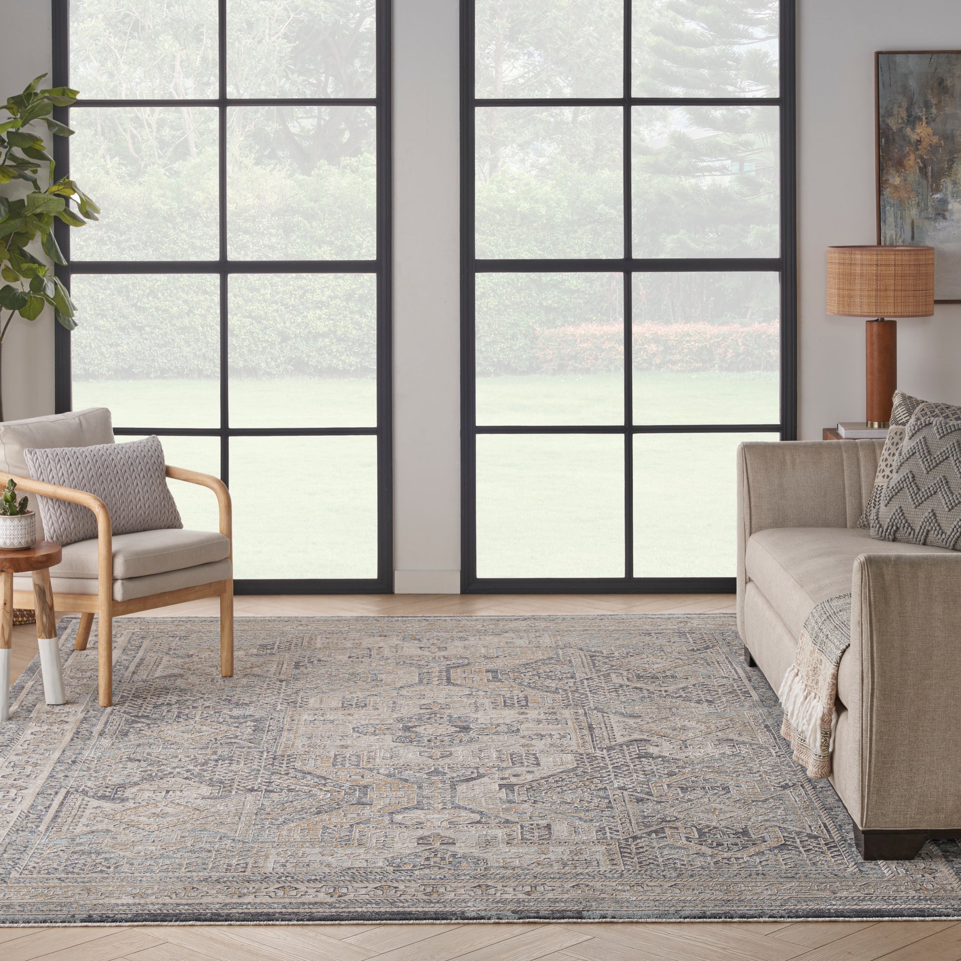 Nourison Home Lynx  Ivory Charcoal  Transitional