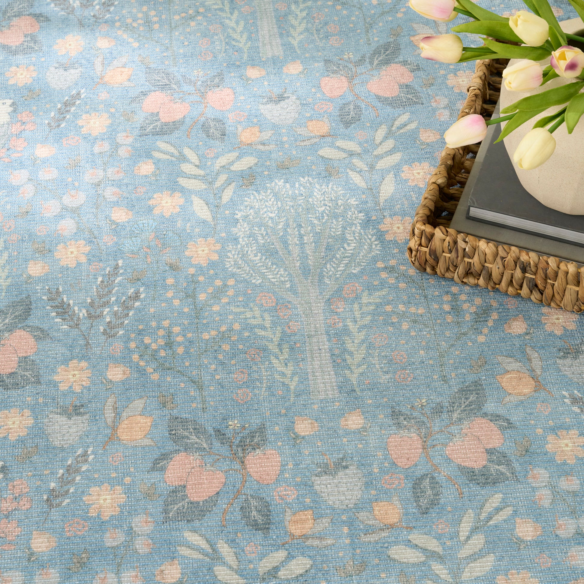 Nourison Home Botanical Washables  Light Blue Multicolor  Contemporary