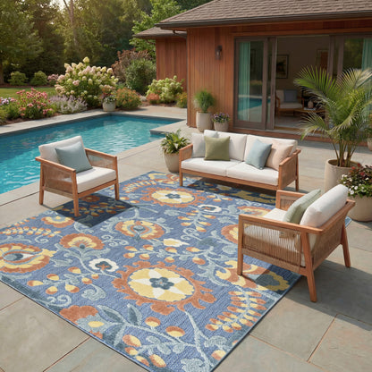 Nourison Home Aloha  Blue Rose  Contemporary