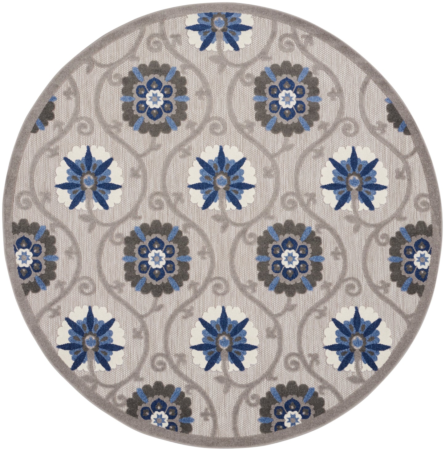 Nourison Home Aloha ALH19 Grey Blue Contemporary Power-loomed Rugs